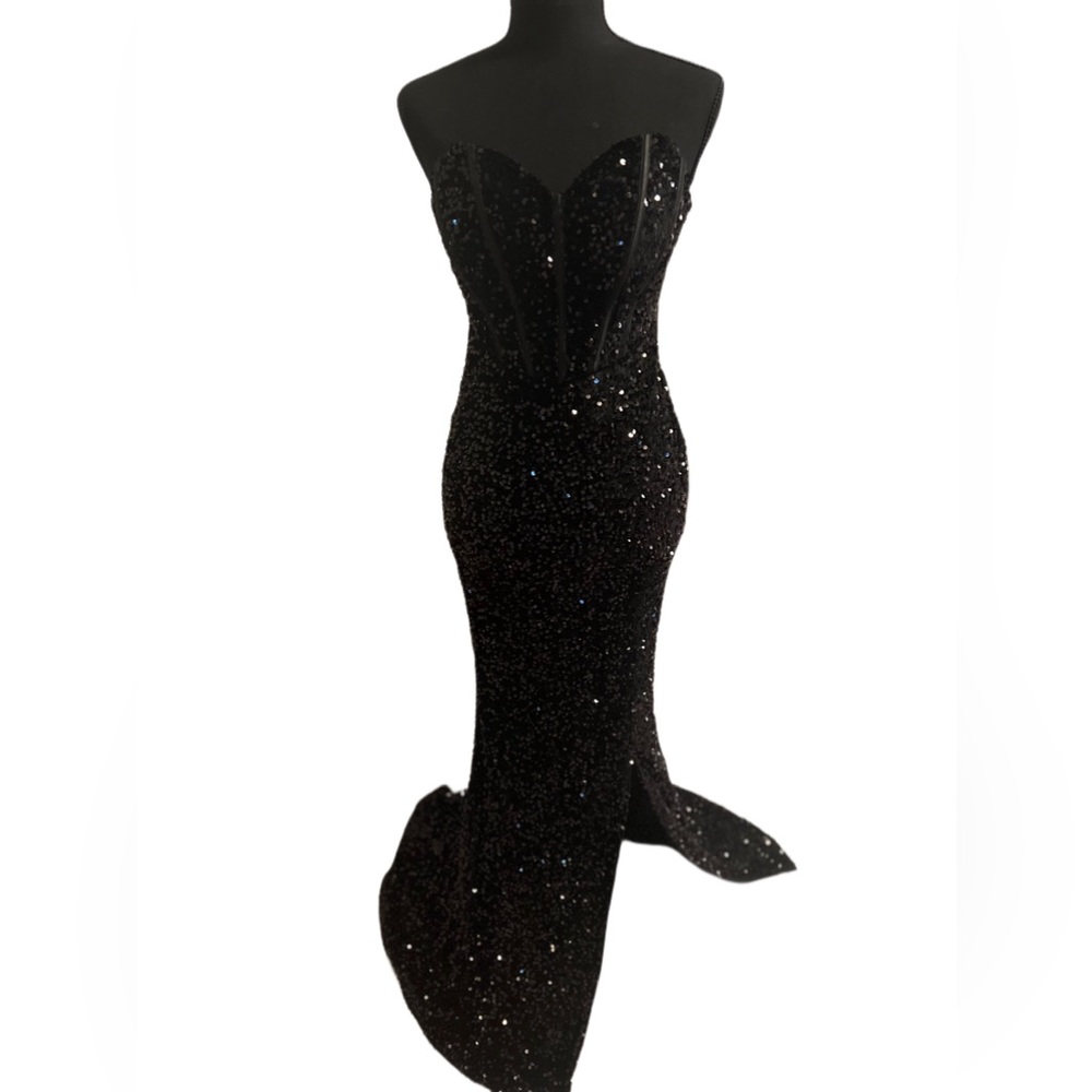 Black sequins corset dress